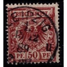 1889-1900 - Tysk Rige - Frimærke - AFA 51a - 50 pf. brunrød ("feuerrot")  - Stemplet.